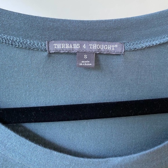 THREADS 4 THOUGHT Women's Blue Short Rolled Sleeve Scoop Neck T-Shirt Dress sz S - Picture 6 of 7